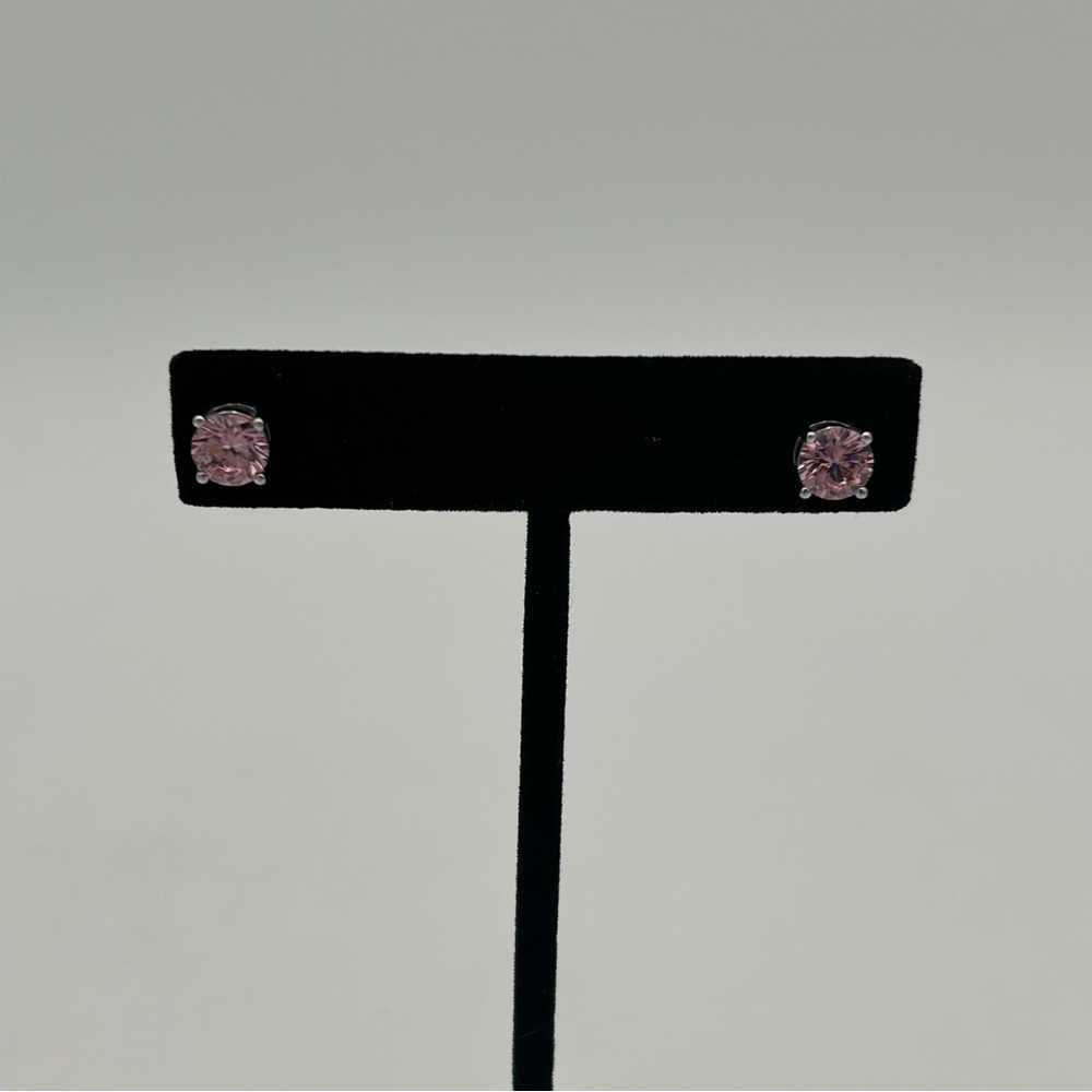 Anna Zuckerman Pink Crystal Silver Studs